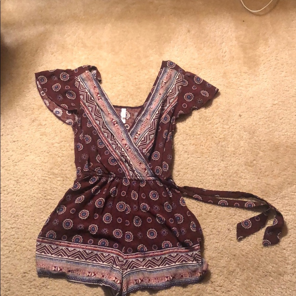Open back romper with tie top and waist